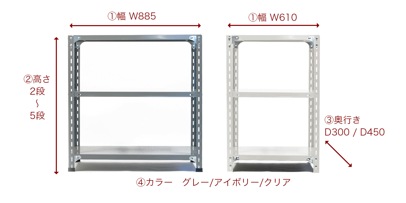 du0026department 工業用 スチールシェルフ 3段 グレー 家具 収納 - 棚 ...