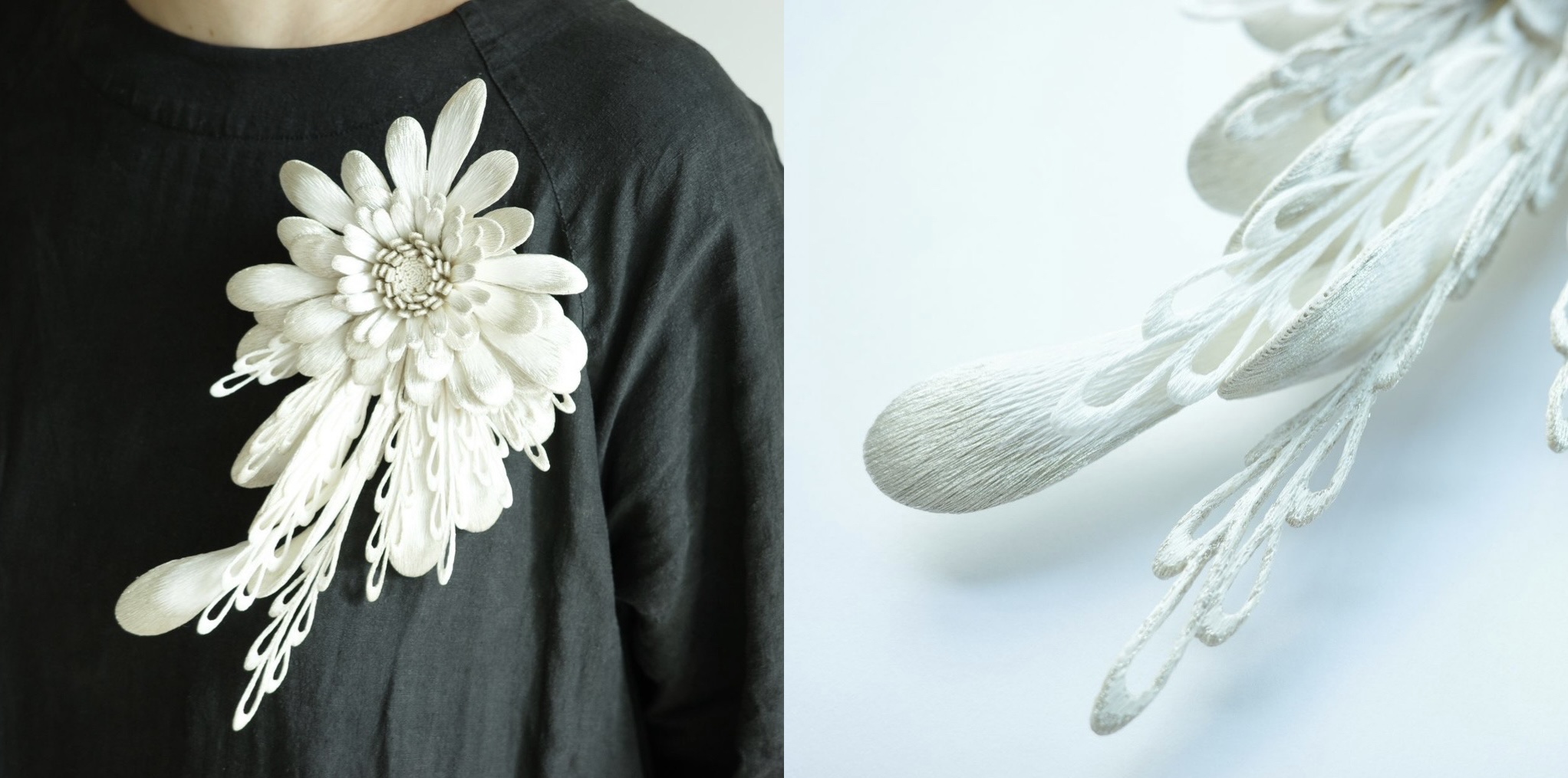 emi takazawa　横振り刺繍　花　ピアス 群馬 高澤恵美の刺繍花アクセリー | D&DEPARTMENT