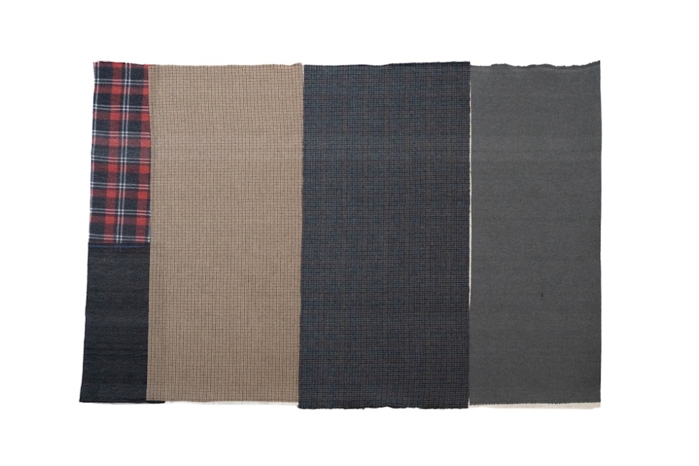 尾州産のウール生地を再利用した 一点もののラグマットRUG LIFESTOCK
